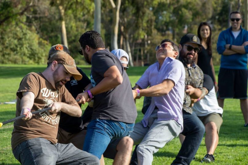 Cie team members playing Tug of War