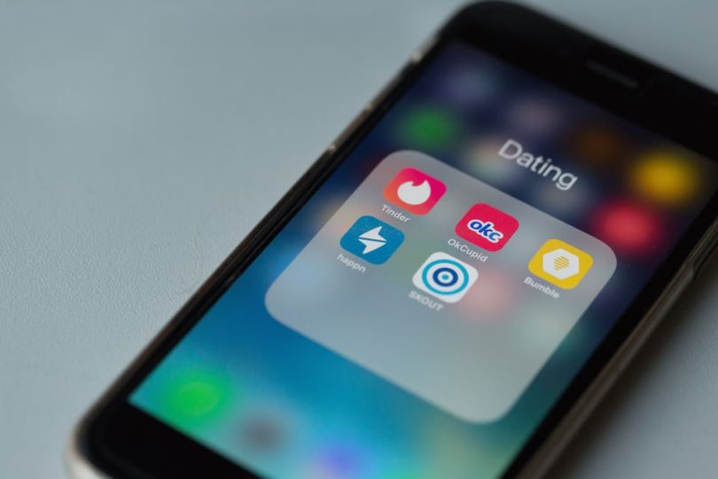Phone with dating apps open
