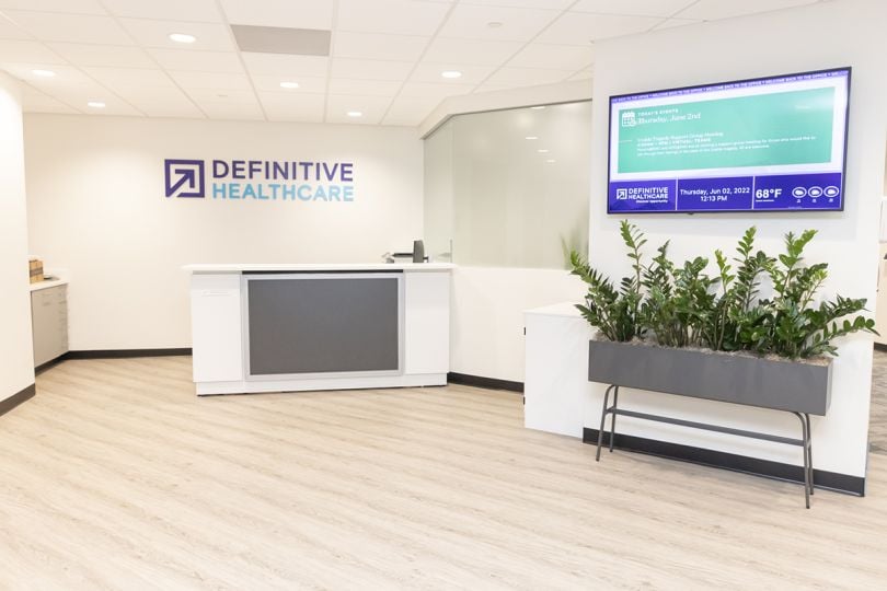 Reception area in the Definitive Healthcare office