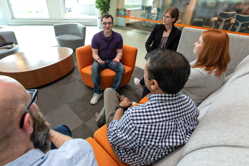 Discover Financial Services team chatting 