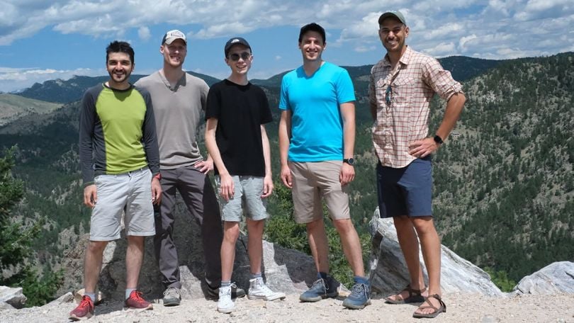 Durable team photo on a hike