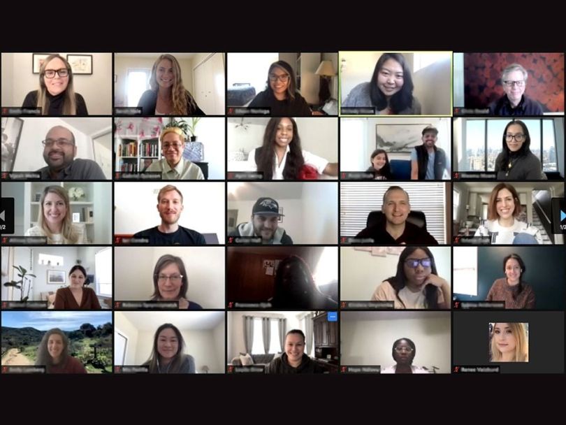 Team members of EZ Texting on a video call