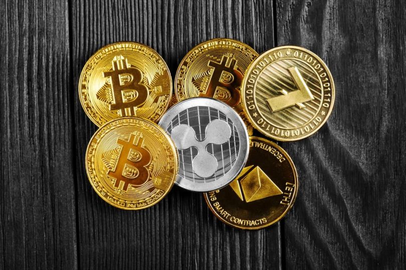 Physical representations of various cryptocurrencies 