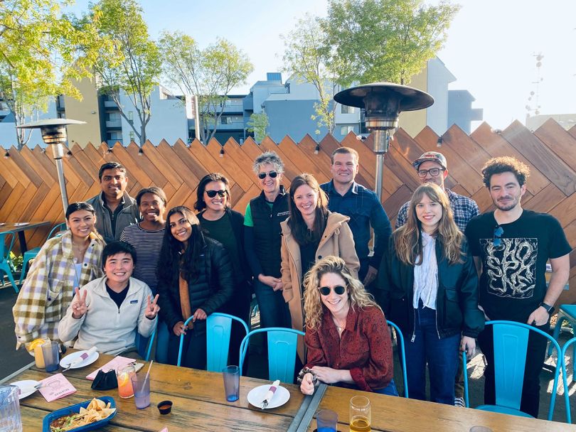 Evidation Health team members outside at a restaurant