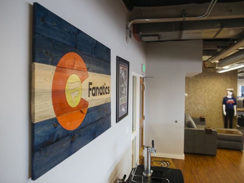 Fanatics logo in their office