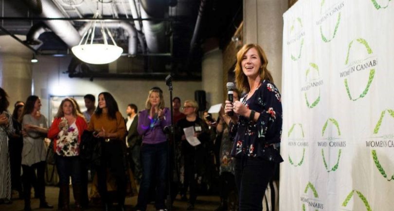 Green Thumb Industries' Dina Rollman giving speech