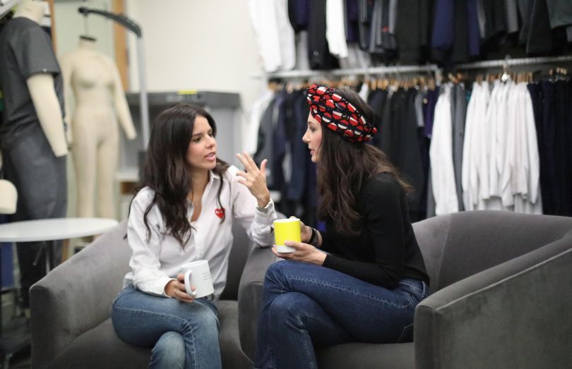 Two women talking