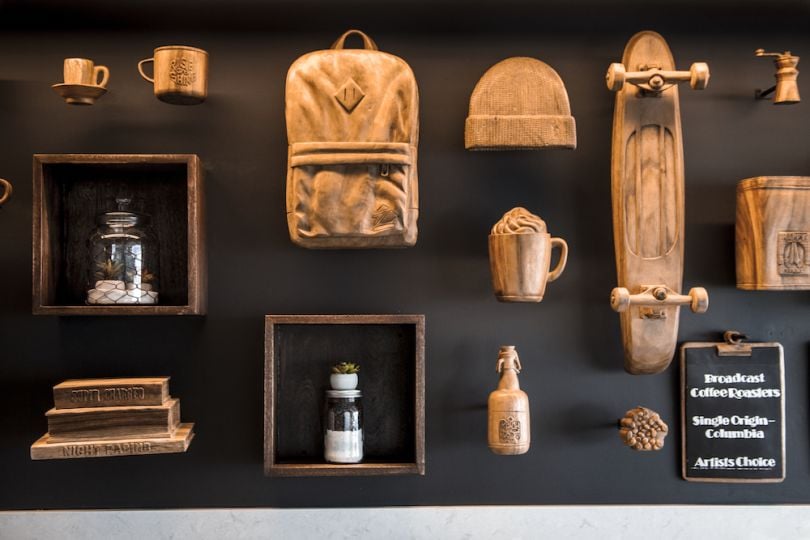 Zillow wooden sculpture wall