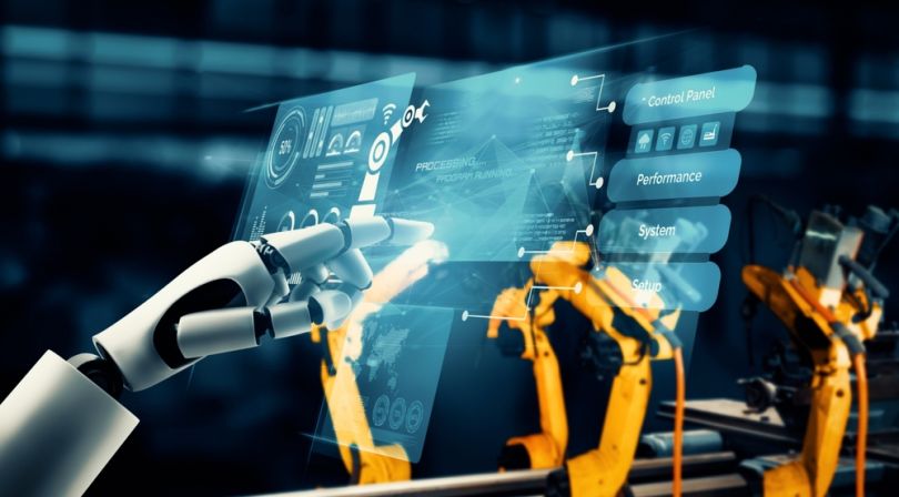 humanoid robot working in an industrial setting