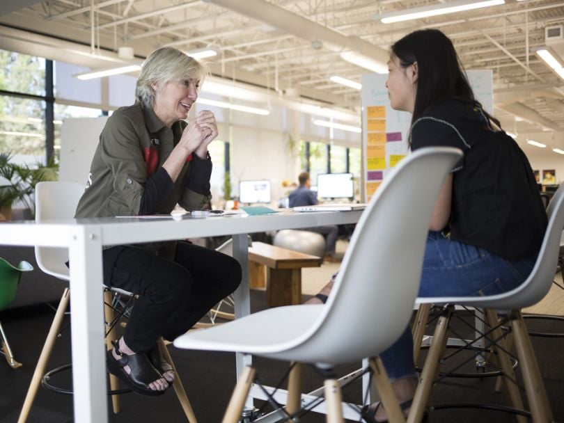 Catherine meeting with employee