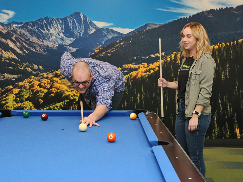 Michelle playing pool