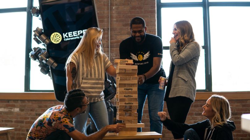 Keeper Security, Inc. team playing Jenga