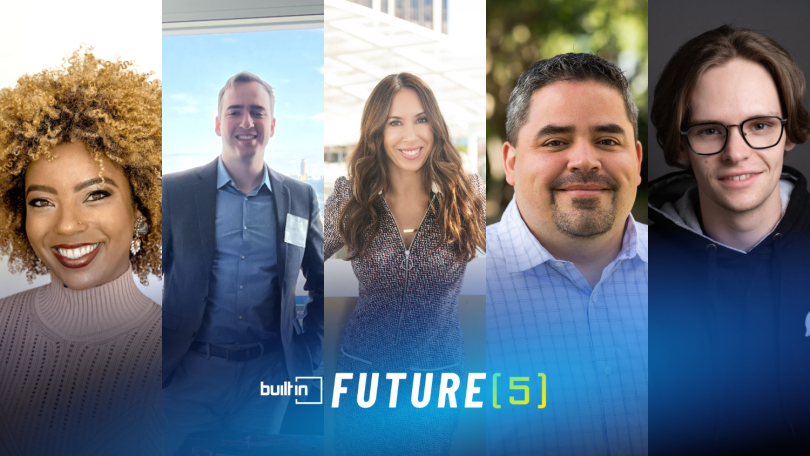 Five Los Angeles entrepreneurs are pictured side by side.