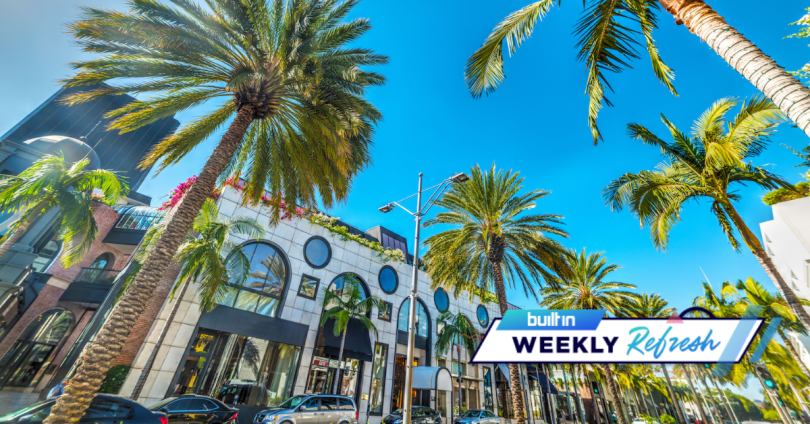 Los Angeles architecture and palm trees