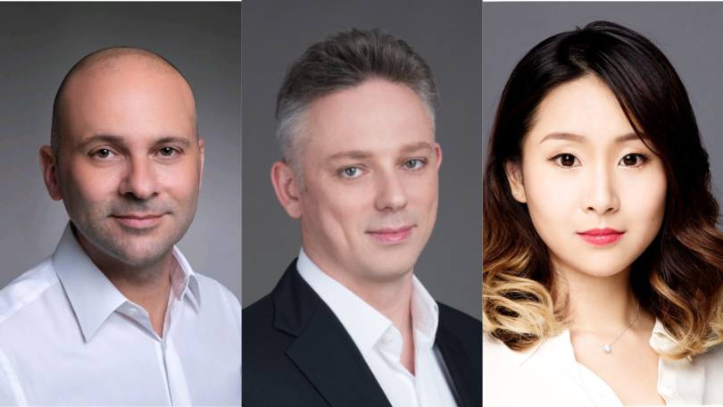 LeapXpert’s co-founders are Avi Pardo (left), Dima Gutzeit (center), and Rina Charles (right).