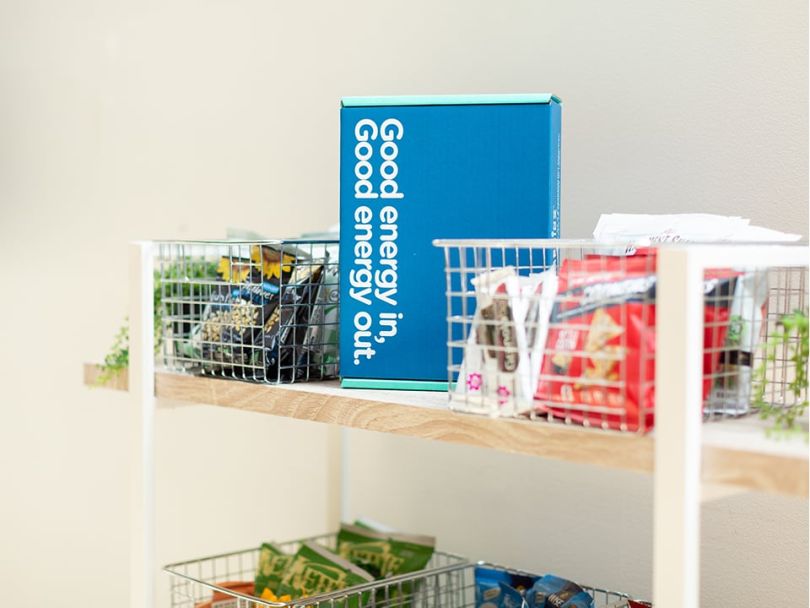 Snacks on display inside Snack Nation's office