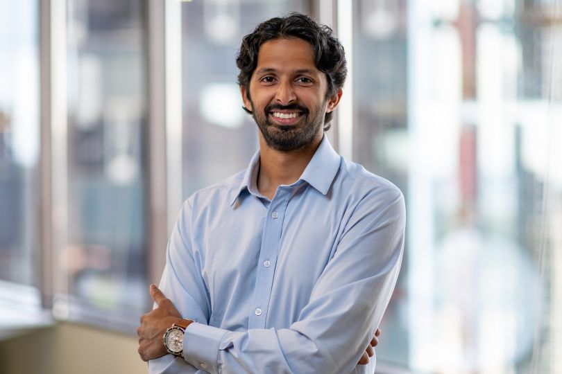 Center’s CEO and co-founder Naveen Singh poses for a photo in an office