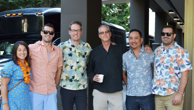 Nintex sales team in Hawaiian shirts