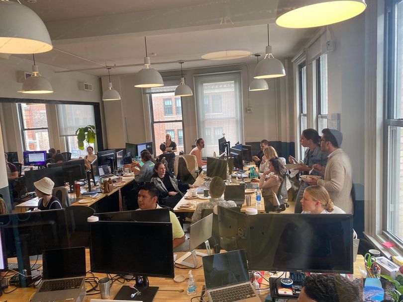 Obsess team members workin gin the office