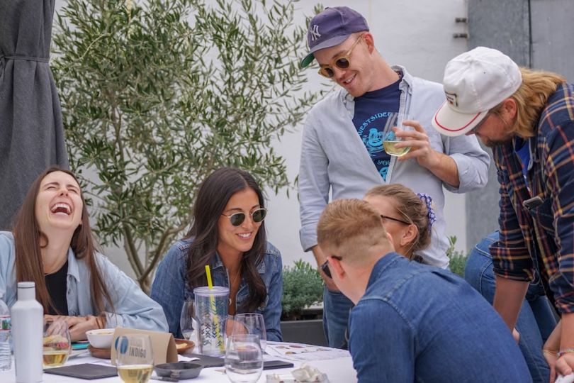 Omaze team member chatting outside