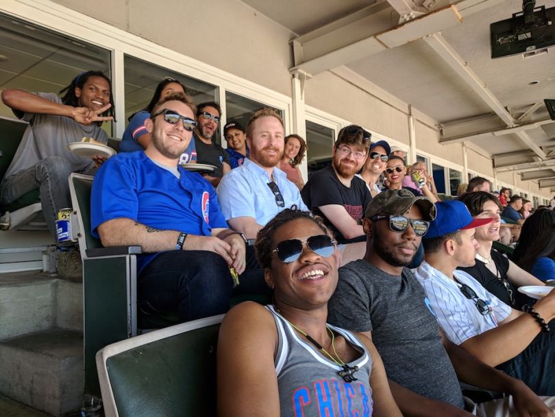 Opternative team at a baseball game