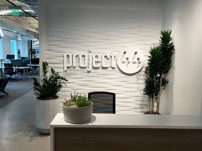 project44 logo on the wall in the office