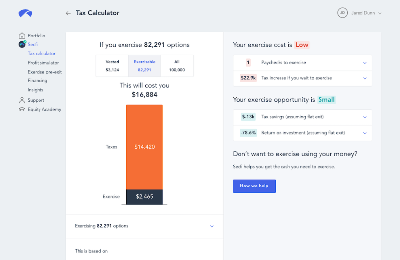 Secfi’s payout forecasting and tax modeling tools help employees figure out when and how much it would cost to exercise their stock options in the event that their company goes public.