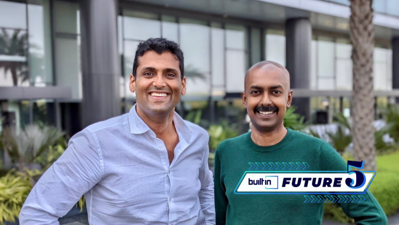 TeamOhana co-founders Tushar Makhija and Baishampayan Ghose pose for a photo outside.