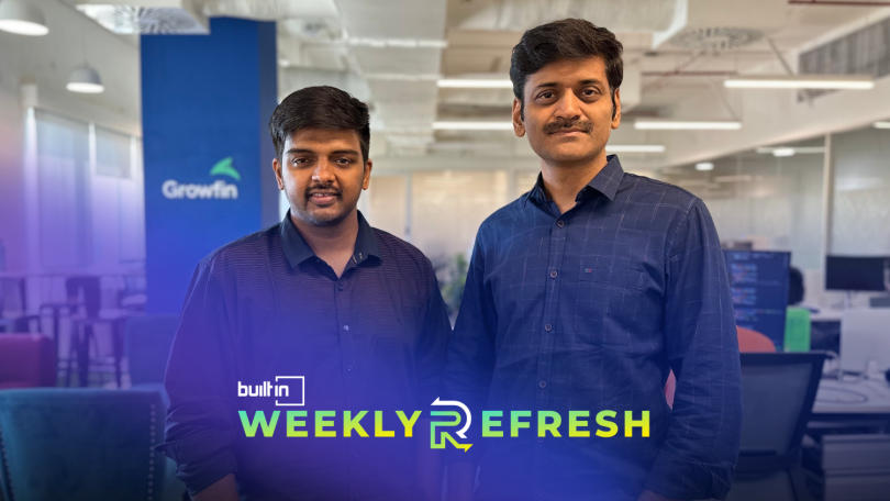Growfin co-founders Aravind Gopalan (left) and Raja Jayaraman (right) pose for a photo.