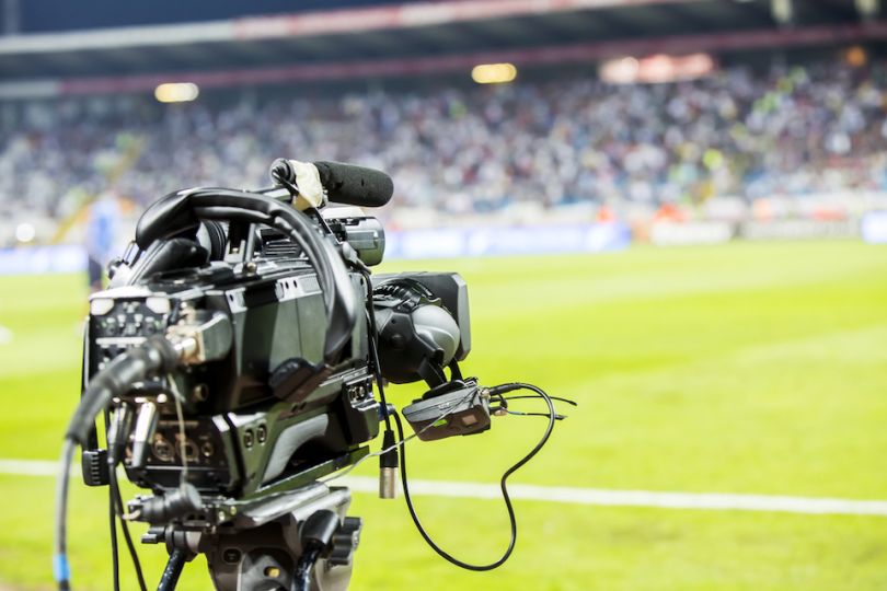 TV camera next to soccer field