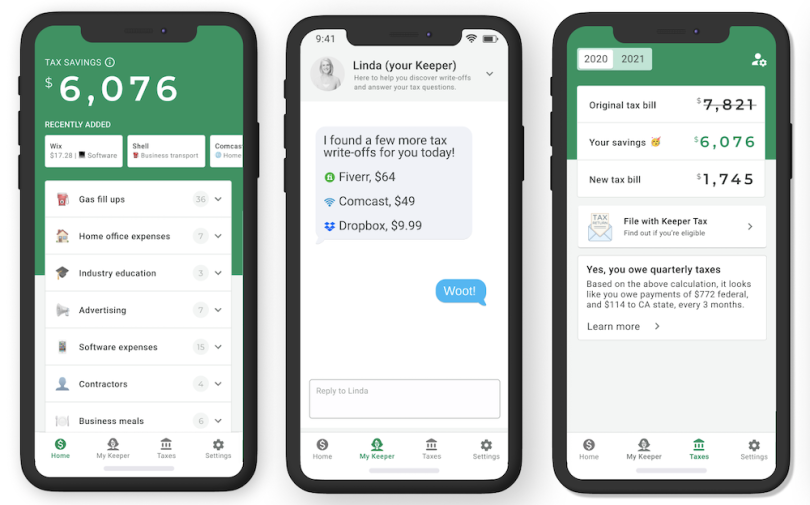 Keeper Tax automatically connects to a user’s bank accounts to actively monitor purchases for missed write-off opportunities. 