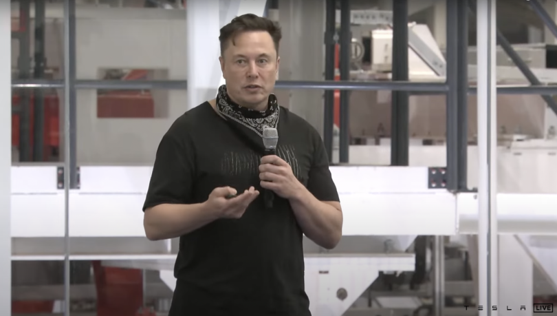 Tesla CEO Elon Musk addresses shareholders at the company's annual meeting.