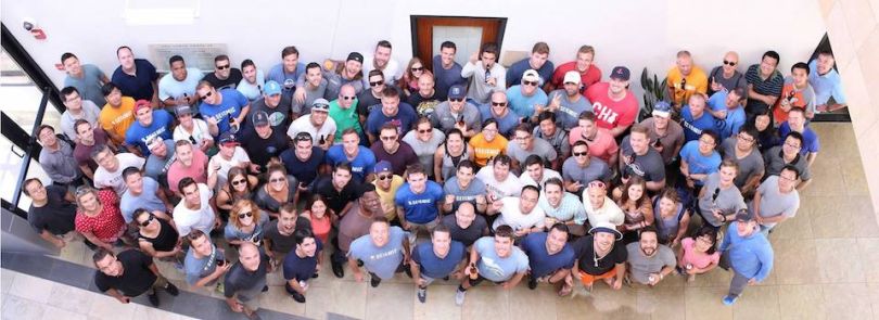 Seismic team photo taken from bird's eye view
