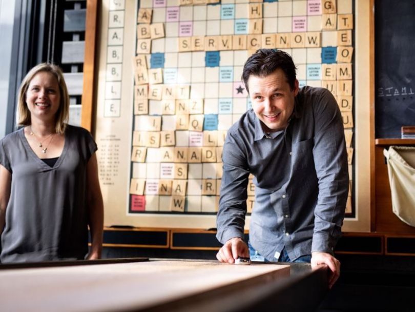 ServiceNow staff playing shuffleboard