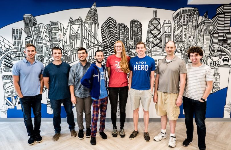 SpotHero development team in group photo