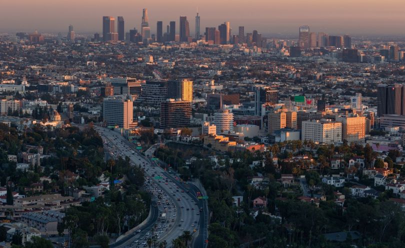 The 101 freeway leads into the downtown of Los Angeles
