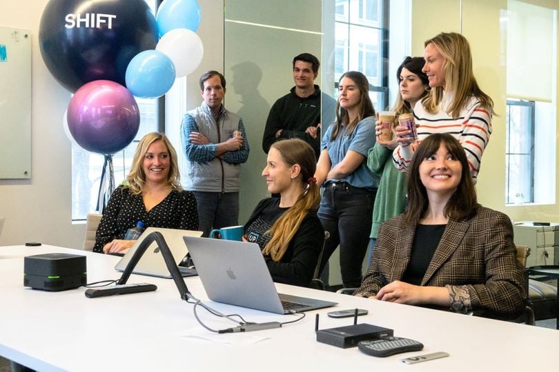 UPshow team members in the office