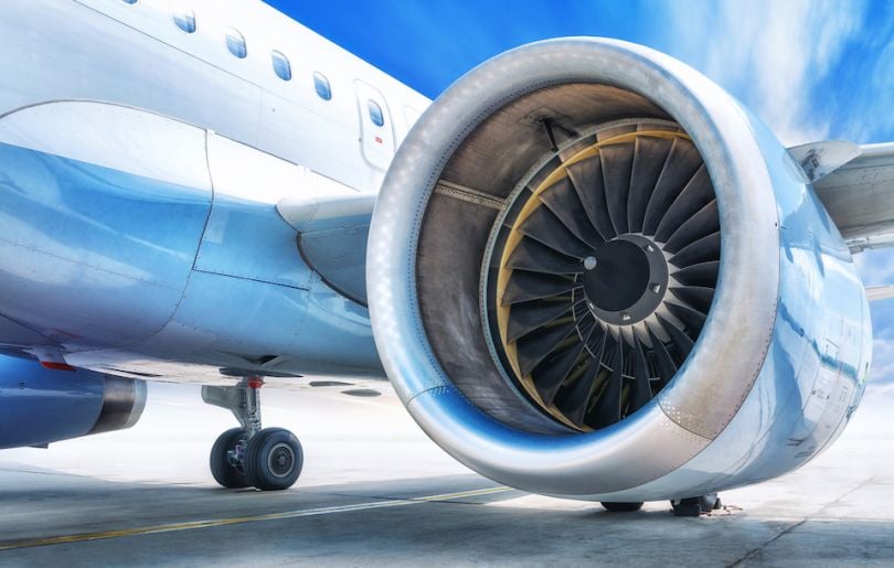 Plane engine in relative close-up