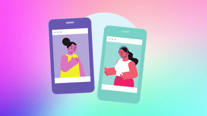 Two animated people on FaceTime, one is visibly down and receiving virtual therapy
