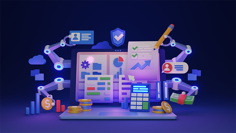  An illustration of a computer with software that helps accountants.&nbsp;