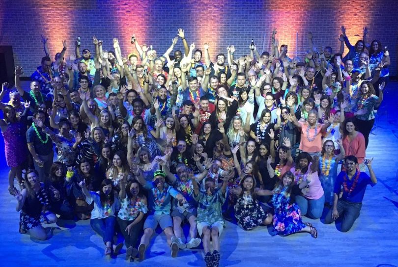 Zoro team having luau party