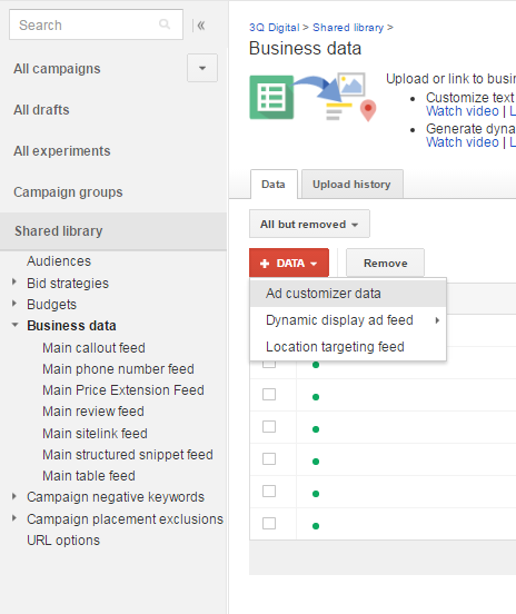 google ad customizers