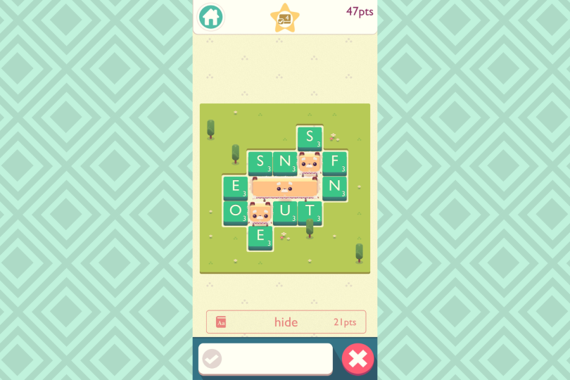 A screenshot of Spry Fox's Alphabear 2 mobile game