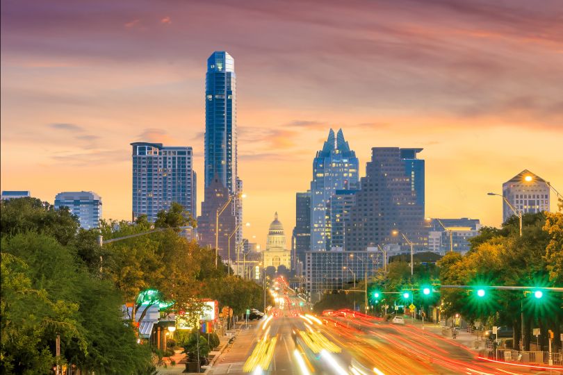 The Austin skyline is pictured.