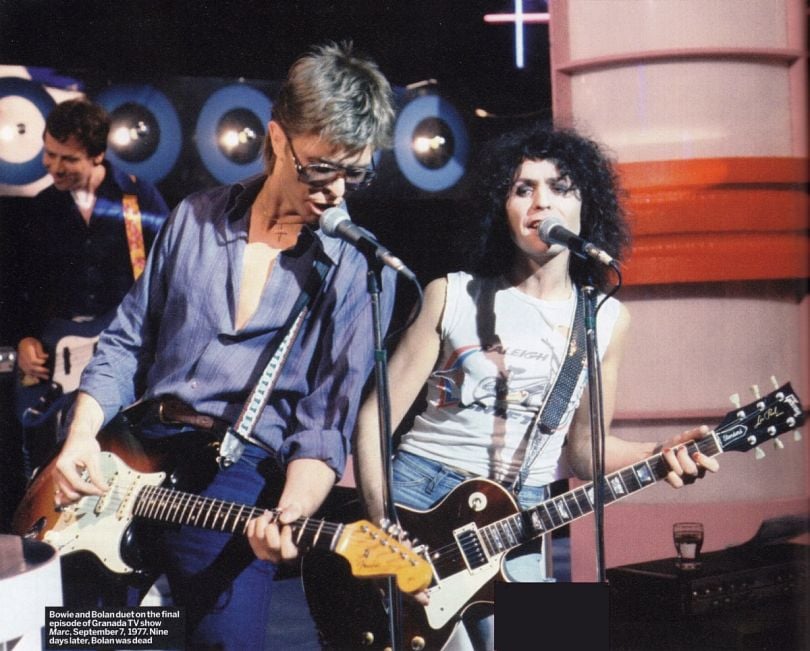 Amazing Historical Photo of David Bowie with Mark Bolan in 1977