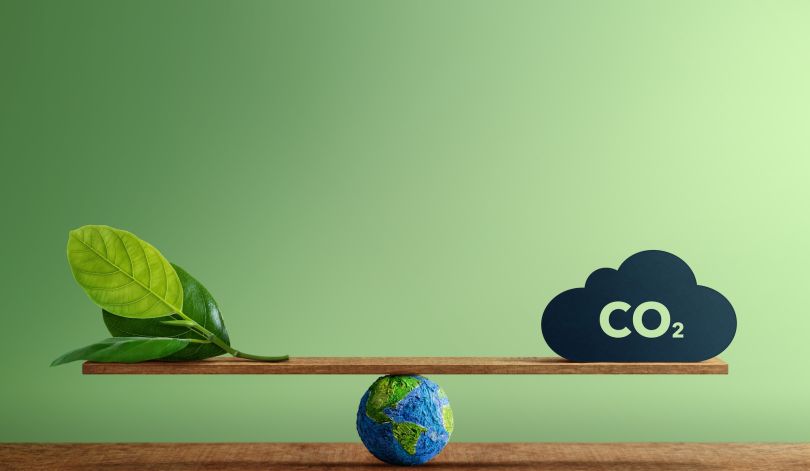 A scale image depicting carbon neutrality is shown.