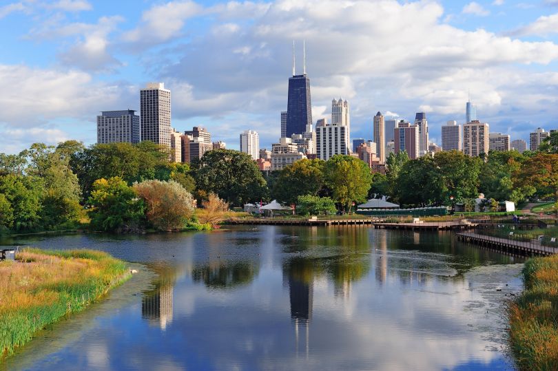A photo of the Chicago skyline is shown.