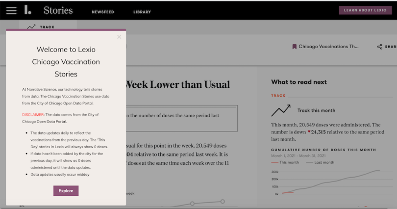 data disclaimer chicago narrative science dashboards