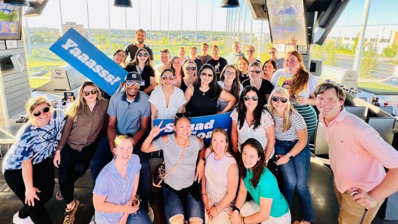 The Ellevation Education team on an excursion to a driving range.