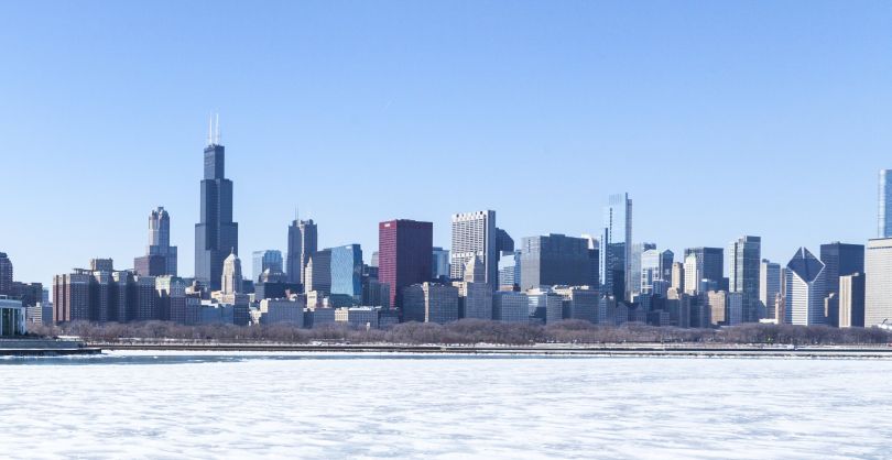 Chicago skyline iced out